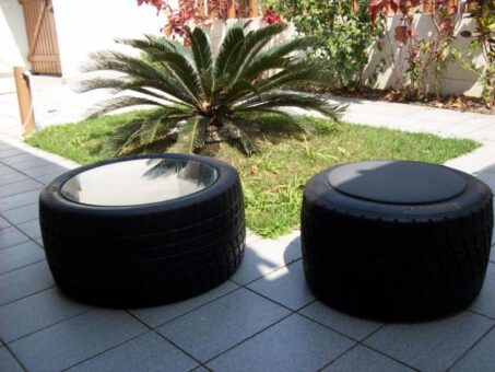 Mobilier de gradina din cauciucuri uzate